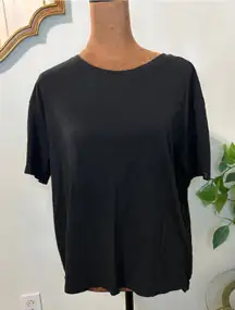 Victoria's Secret Black Vinyasa Cotton Blend Short Sleeve T Shirt Top Size S