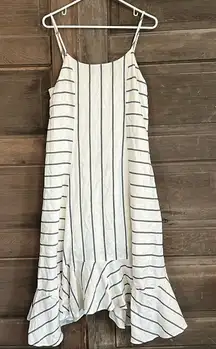 Ellison Women’s ‎ Hi Lo Tank Dress Sz Large  Ruffle Hem Blue White Striped