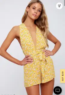Lulus yellow floral convertible sleeveless romper