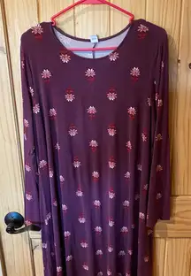 Old Navy Burgundy Floral Long Sleeve Dress