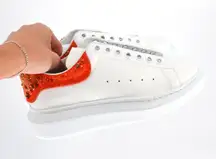 NEW Alexander Mcqueen Oversized Sneakers Sequin Beads White Red Leather Size 37