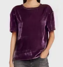 Velvet T-Shirt Top in Plum