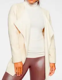 Athleta Cozy Karma Open Front Wrap Cardigan Medium Cream Minimalist Cozy Lounge