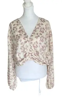 Astr The Label - NWT Long Sleeve Floral Crop Side Zip Blouse Sz L