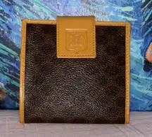 Vintage Celine Coated Canvas Monogram w Leather Accented Wallet
