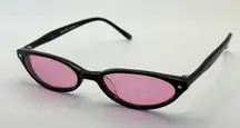 Nicole Miller Black Sunglasses Pink Lens Slim Cat Eye Rhinestone Accent Designer
