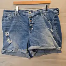 {24} Torrid Denim Buttonfly Jean Shorts Roll Up Roll Down Stretch Material