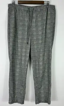 Rachel Zoe Pull On Plaid Pants Womens 10 Gray Tailored Preppy Office Elevated