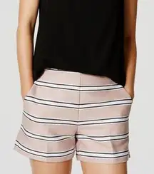 Ann Taylor LOFT Striped Dusty Pink, Black and Cream Shorts sz 0
