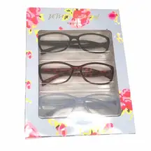 Betsey Johnson 3 Pack Reading Glasses +2.50 Black Blue Tortoise Shell