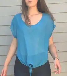 Full Tilt from PacSun Sheer Blue Blouse (Small)