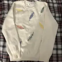 yolanda paz sweater new without tags with multicolor feathers size small