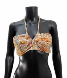 Zimmermann Floral Halter Bikini Top Bandeau Ruched Resortwear Boho – Size 1