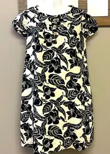 GAP Maternity Black and Cream 1/2 Button Down Floral Linen Smock Dress- Small