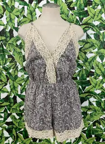 b-Sharp V-Neck Open Back Printed Romper