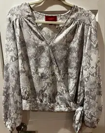 Jennifer Lopez Snake Skin Printed Self Tie Crossover Blouse Size Large
