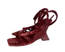 Gianni Bini Novah Velvet Square Toe
Wedge Sandals NWOT