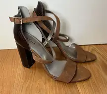 ANA A New Approach Shoes Womens Size 8 Brown Block Heel Sandals Strappy Dress