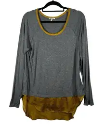 Bordeaux Color block Long Sleeve Top Gray‎ Green Women’s Size Large