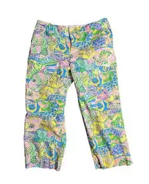 Lilly Pulitzer School Of Fish Print Capri Pants Corloful Pastel size 6