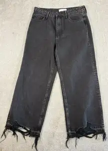 vervet black wide leg cropped distressed jeans 29