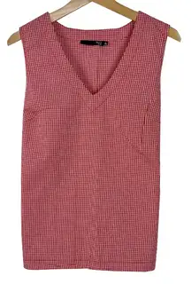 Max Jeans Red & White Checkered Self‎ Belting Sleeveless Top