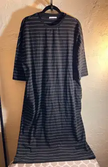 Zara Striped Knit Jersey Dress striped black white XXL