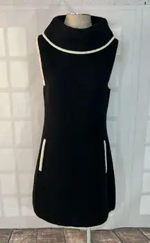 Rachel Zoe Black Wool Roll Neck Mod Vibe Mini Tunic Dress Size Medium