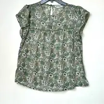 Molly Bracken Mint Floral Cap Sleeve Blouse- Size Small