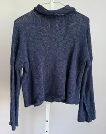 SKIF Handknit collar Sweater Open Knit Bell Sleeves Lagenlook Pullover One Size‎