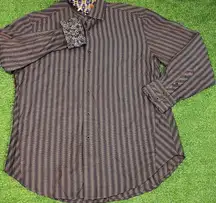Robert Graham  XL Button Down Shirt Causual Button Up Flip Cuff Geometric Patter