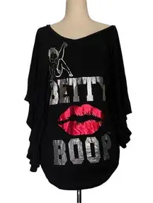 Betty Boop Universal Studios  Women Top Size Medium Bat Wing Foil Graphic Lip