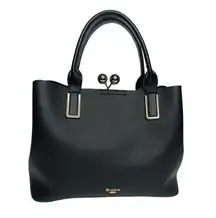 Dune London Faux Pebbled Leather black Medium Tote Bag gold hardware