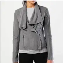 Vince Drape Suede Leather Jacket in Grey