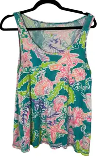 Lilly Pulitzer Knit PJ Tank Pajama Flowy Starfish Shell Top Large - NO BOTTOMS