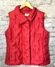 Talbots Red Puffer Goose Down Vest‎ Womens S Zip Snap