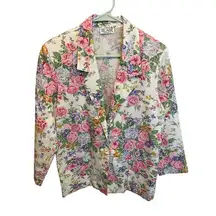 90's Vintage Blair Long Sleeve Pink Lightweight Floral Blazer Size M/L