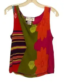 Vtg 80s Rene Derby Women's Rayon Colorful Vibrant Sleeveless Top S