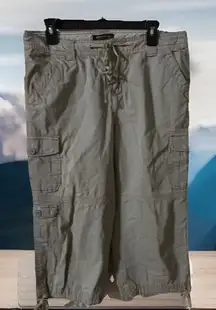 Eddie Bauer Pants Women 10‎ Gray Khaki Capri Cargo Cotton Outdoor Hiking