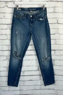 Calvin Klein Ankle Skinny Jeans Medium Wash Women’s 30 Stretch Denim Mid Rise