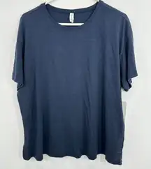 Z by Zella Modal Blend Navy Blue Short Sleeve T-Shirt Relaxed‎ Fit Side Slit Top