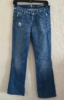 7 for all mankind Medium Wash Bootcut Distressed Jeans 26