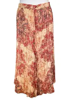 Akemi + Kin Boho Midi Skirt Red Printed Pleated Flowy Size Medium