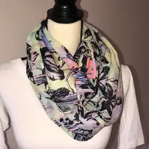 Pastel Colors Tropical Print Infinity Scarf