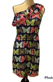 Mudpie Butterfly Print One Shoulder Summer Dress M