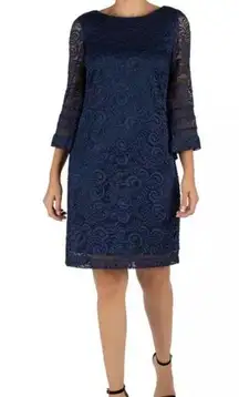 Sandra Darren  Navy Blue Lace Dress Size 10 NWT