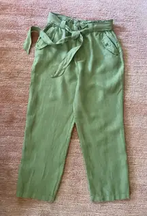 C&C California Green Linen Pants Women’s M Medium Tie Waist High Rise Pants