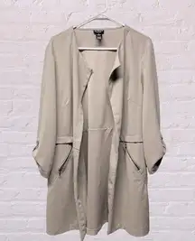 SOHO taupe gray neutral Open Front Duster light weight cardigan Jacket XL