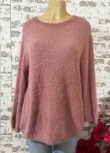 DAVI & DANI Dust Pink Fuzzy Sweater