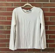 Tahari White Long Sleeve Crew Neck Top - Size M